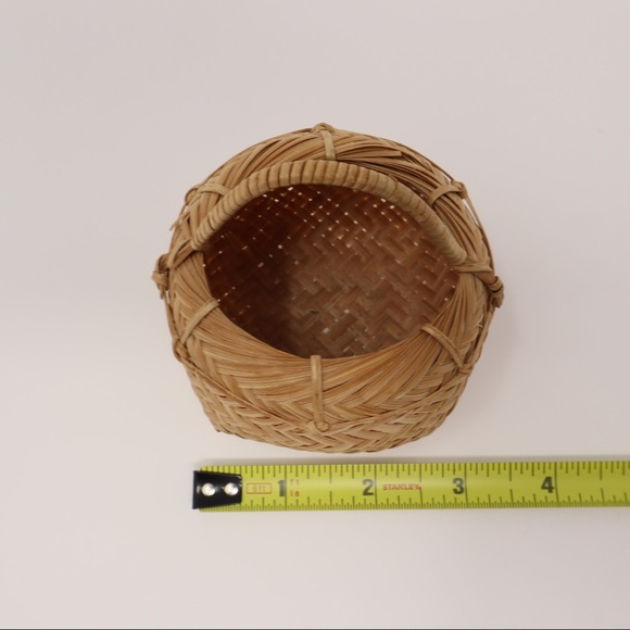 MINI WICKER picnic basket set of 5 vintage - Picture 14 of 16